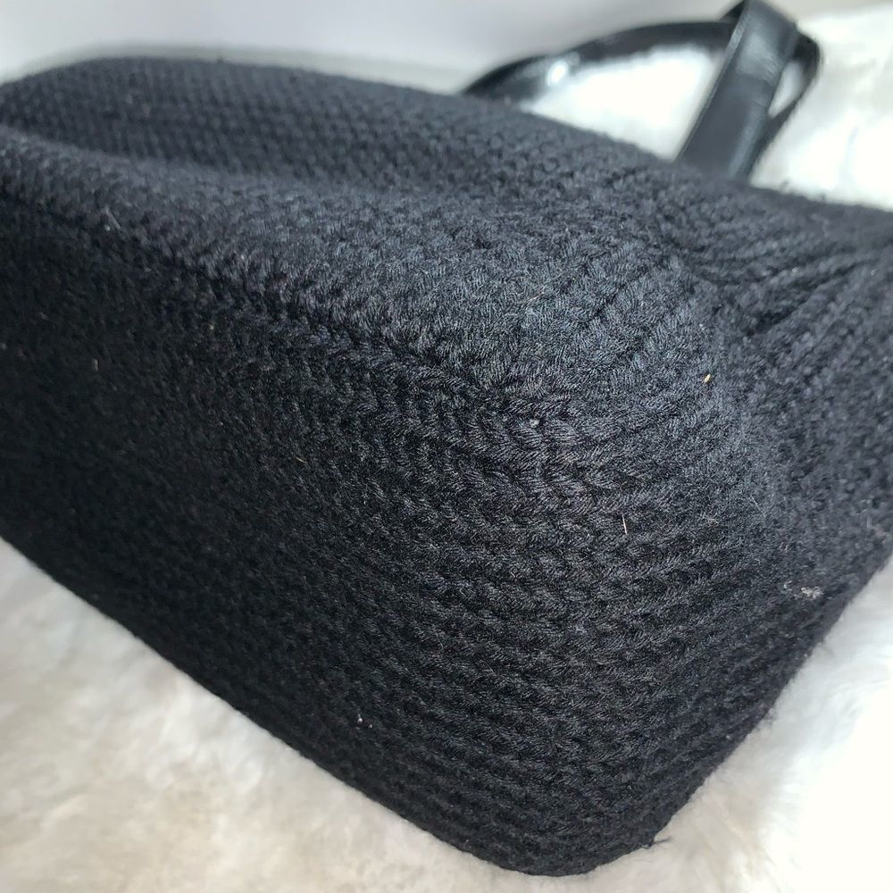 Authentic Prada Knit Leather Trim Satchel Black - Picture 5 of 15